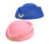 BESPORTBLE 2 Pezzi Air Hostess Cap Morbido Berretto Leggero per Uniformi da Assistente di Volo Donna Accessorio Versatile per Feste Tema Cosplay e Spettacoli