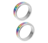 BESPORTBLE 2 Pezzi anello bandiera arcobaleno Anelli per le donne merchandising dell'orgoglio Anelli colorati di orgoglio decorazioni per feste d'io di moda lega