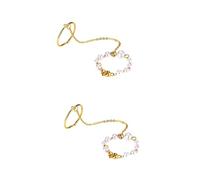 BESPORTBLE 2 Pezzi Anello Di Perle Catena Anelli Di Dichiarazione Per Le Donne Catene Ad Anello Per Le Donne Anello Retrò Anello Della Personalità Anello Di Moda Perle D'imitazione