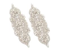 BESPORTBLE 2 Pezzi Applicazione Decorativa Argento da Stirare o Cucire, Decorazione in Cristalli per Abiti da Danza e Completi da Gara, per Cerimonie e Concorsi di Bellezza