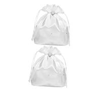 BESPORTBLE 2 Pezzi Borsa da Sposa in Raso Bianco con Strass Pochette Leggera con Laccio per Matrimonio Occidentale Borsetta Sposa Raffinata e Unica