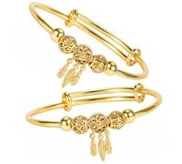 BESPORTBLE 2 Pezzi Braccialetto Acchiappasogni Perline Bracciali Braccialetti Braccialetto Bangle Per Le Donne Bracciale Con Ciondoli Braccialetto Metallico Catena Manuale Lega Di Zinco D'oro