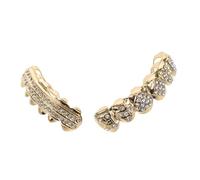 BESPORTBLE 2 Pezzi Brettura d'oro a Diamante Full Decorazione del Dente Hip Hop Tappi per Denti alla Moda Cosplay Grill Hip-Hop Griglie Scintillanti Griglie finte Rame Golden