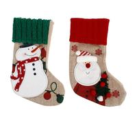BESPORTBLE 2 Pezzi Calza Natalizia in Lino Ricamata da Appendere per Dolci e Biscotti, Borsa Regalo Decorativa per Festa e Parete, per Decorazioni di Natale e Dolci Tradizionali