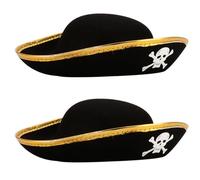 BESPORTBLE 2 Pezzi Cappello da Pirata per Cosplay Motivo Teschio, Cappello da Capitano Realistico in Fibra di Bambù, per Drammatizzazioni e Feste di Halloween