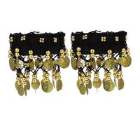 BESPORTBLE 2 Pezzi Catena del braccio della caviglia ragazze braccialetto ballerino di ventre cavigliera di danzatrice del ventre braccialetti di per la danza del ventre chiffon Black
