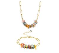 BESPORTBLE 2 Pezzi Collana e Bracciale con Conchiglie Colorate Estive Accessori Country per Clavicola e Polso Gioielli Spiaggia per Vacanze e Party