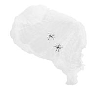 BESPORTBLE 2 Pezzi Decorazioni Halloween Ragnatela Luminosa Bianca in Cotone e Plastica, Facile da Montare e Leggera per Party e Stanze Infestate, Decorazioni Spaventose ed Esterni