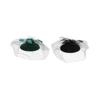 BESPORTBLE 2 Pezzi Fascia Per Cappello in Rete Fascia Da Sposa Con Velo Eleganti Cappelli Da Tea Party Copricapo Vintage Per Il Tea Party Mini Fermaglio Per a Cilindro Maglia