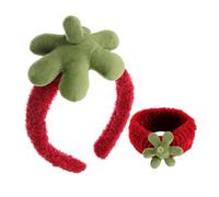 BESPORTBLE 2 Pezzi Fascia Per La Cura Della Pelle Alla Fragola Roba Alla Fragola Fasce Da Donna Gruppo Musicale Spa Accessori Per Alla Fragola Elastico Annodato Vello Di Corallo Rosso