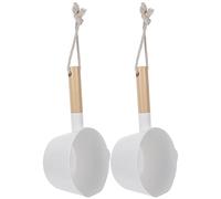 BESPORTBLE 2 Pezzi Mestolo per Acqua Manico lungo in Legno Paletta per Acqua Ecologica Grande Capacità e Corda per Appendere Accessori Cucina per Bagno Sauna e Giardino