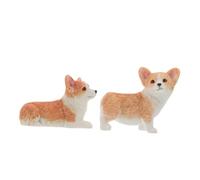 BESPORTBLE 2 Pezzi Miniature Corgi Resin Figurine Realistic Tiny Dog Sculptures For Car Dashboard Desktop Shelf Decoration Cute Animal Statues