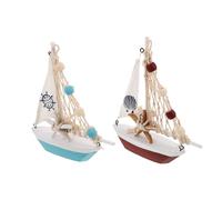 BESPORTBLE 2 Pezzi Modelli di Barca Vela in Legno Vintage da Tavolo Decorazione Marina Mediterranea per Ufficio e Soggiorno Ornamenti Barche da Spiaggia Artigianali