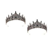 BESPORTBLE 2 Pezzi nera retrò diadema di strass Nozze copricapo della sposa Bride Tiara coroncina sposa Testamento del matrimonio corone nuziali per il matrimonio Lega di zinco Nero