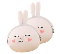 BESPORTBLE 2 Pezzi Portamonete in silicone coniglio bunny strenne borsello portamonete soldi sacchetto di denaro Carino indizi coniglietto astuccio portamonete Gel di silice bianca