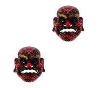 BESPORTBLE 2 Pezzi Resina Rossa Maschera della Divinità della Ricchezza | Realistica e Riutilizzabile, Finitura Lucida Dettagli Intricati, per Cosplay, Eventi Scenici e Adulti