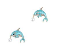 BESPORTBLE 2 Pezzi Spilla Perla Delfina Spilla a Forma Di Delfino o Matrimoni Piccolo o Da Donna Delicato Spille Gioielli Perline Di o Lega Di Zinco Blu