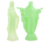 BESPORTBLE 2 Pezzi Statuetta della Madonna Luminosa Verde in Plastica per