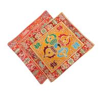 BESPORTBLE 2 Pezzi Tappetino per Ciotola Del Suono Doppio Antiscivolo con Ricamo Tradizionale Buddhista Cuscino Protettivo per Campane Tibetane per Meditazione e per Fedeli