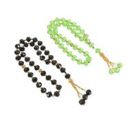 BESPORTBLE 2 Pezzi Tasbih Prayer Beads in Cristallo di Vetro Perle Nere e Verdi Portatili per Preghiera Islamica Meditazione Moschea Viaggi e Decorazione Casa