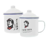 BESPORTBLE 2 pezzi Tazze Smaltate da Bicchieri per Tè Retrò Stile Cinese Tazze da Bere Multiuso per Casa e Ufficio Design Classico con Dettagli Artigianali