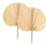 BESPORTBLE 2 Pezzi Ventaglio Intrecciato in Foglie di Banano e Legno, Ventilatore Portatile Resistenza e Raffreddamento per Feste in Spiaggia