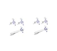 BESPORTBLE 2 Set Fermacravatta e Cufflinks Musicale Accessori per Camicie Business per Speciali e Compleanno