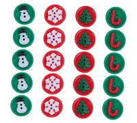 BESPORTBLE 20 Pezzi Bottoni Natalizi in Plastica per Cucito DIY Design a Forma di Albero di Natale e Fiocchi di Neve, Pulsanti Piatti Colorati per Decorazioni Artigianali