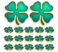 BESPORTBLE 20 spille a forma di trifoglio verde per il di San Patrizio, per donne e ragazze, stile vintage, con fiori di trifoglio, decorazione portafortuna, accessori per per il di San Patrizio.