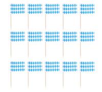 BESPORTBLE 200 Pezzi Bandierine su Stuzzicadenti per Cupcake, Cake Topper e Dessert Topper, Carta e Legno, Bianche, per Frutta e Torta di Compleanno, Oktoberfest Party, Matrimoni e Attività