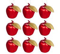 BESPORTBLE 24pezzi Ciondoli Natalizi Forma Di Mela Decorazioni Eleganti Per Albero Di Natale in Plastica Elettroplaccata Con Filo Di Sospensione Rosso Brillante