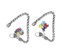 BESPORTBLE 2pezzi Bracciale Puzzle Autismo Ciondolo Braccialetto Decorativo Lega Zinco Catena Mano Leggero Regalo Speciale Famiglia Amici