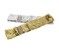 BESPORTBLE 2pezzi Cintura Strozzo Con Paillettes Cintura Larga Glitterata Per Con Fermata Elastica Cheerleader Per e Ragazze Dorato