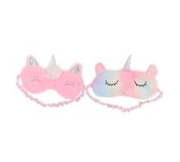 BESPORTBLE 2pezzi Maschera Per Dormire Di Unicorno in Peluche Per Occhi Affascinante Design Sfumato Corno Rosa Blocco Due Per Ragazzo Ragazza Viaggio Letto Auto