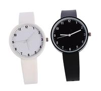 BESPORTBLE 2pezzi Orologio Da Polso Per Ragazze Bianco e Nero Con Lancette Delicate Cassa in Resistente All Acqua e Minerale Antigraffio Design Elegante Per Studentesse
