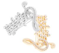 BESPORTBLE 2pezzi Spilla per Donna Nota Musicale Spilla in Metallo Strass Accessorio Elegante e Delicato per Regali e Occasioni Speciali