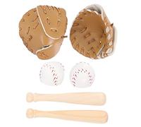 BESPORTBLE 2sets Mazze Da Baseball Miniature Decorative Guanti Palline Simulazione Accessori Da Te Progetto Artigianale Decorazione Realizzato in Legno Lavorato e Materiale in Pelle Per