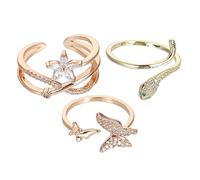 BESPORTBLE 3 Pezzi Anello Aperto Regolatore Mano Placcato Ring Per Le Donne Le Donne Aprono Gli Anelli Regolabile Impilamento Anello Di Fidanzamento Aperto Dito Anelli Impilabili Lega D'oro