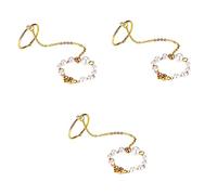 BESPORTBLE 3 Pezzi Anello Di Perle Catena Anello Di Moda Gioielli Da Dito Chic Retrò Catene Ad Per Le Donne Anelli Delle Dita Articolari Anelli Penzolanti Per Le Donne Lega