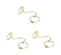 BESPORTBLE 3 Pezzi anello di perle catena anello di personalità retrò Accessori per mano catene ad per le donne anelli di dichiarazione per le donne della personalità lega