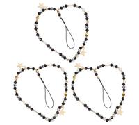 BESPORTBLE 3 Pezzi Braccialetto Cellulare con Perline e Ciondolo Stella Punte Cinturino da Polso Antiscivolo per Telefono Catena Moda Corto per Donna Accessorio Sicuro e Adattabile per Uso