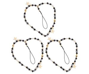 BESPORTBLE 3 Pezzi Braccialetto Cellulare con Perline e Ciondolo Stella Punte Cinturino da Polso Antiscivolo per Telefono Catena Moda Corto per Donna Accessorio Sicuro e Adattabile per Uso