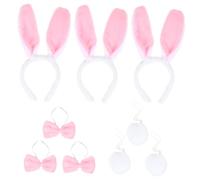 BESPORTBLE 3 Pezzi Di Accessori Per Da Coniglietta Con Orecchie Rosa Carine Fascia Per Da Coniglietto Fascia Per Costume Da Coniglietto Fasce Per Con Coda Di