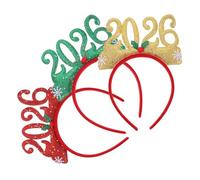 BESPORTBLE 3 Pezzi Fasce Capelli Capodanno Rosso Oro Verde Brillanti Accessori Feste Donna Ragazze Decorazioni Festa Ricorrenti