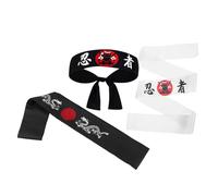 BESPORTBLE 3 pezzi Fascia Testa Giapponese Hachimaki Tradizionale Nero e Bianco con Motivo Serpente Bandana Ninja per Karate Chef e Feste Sushi Adatta per Adulti Comfort e Resistenza