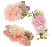 BESPORTBLE 3 Pezzi Fermagli per Chioma Fiori Artificiali Rosa con Decorazioni Simil, Accessori Decorativi in Metallo per Bambine, Non Cadono Facilmente, per Molte Occasioni