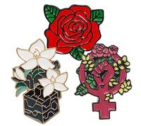 BESPORTBLE 3 Pezzi Spilla femminista distintivo spilla per abbigliamento spilla da donna Pin della spilla creativa gioielli femministi Spettatura floreale femminista spilla fiore lega