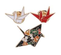 BESPORTBLE 3 Pezzi Spilla Spilla Gru Spille Smaltate Carine Smalto Carino Pin Di Smalto Carini Divertente Accessori Sfinge Origami Pin Di Risvolto Carta Cartone Animato Spillo Nero