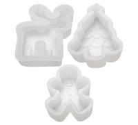 BESPORTBLE 3 Pezzi Stampo in Silicone per Candele Natalizie Albero, Omino e | Silicone Alimentare Riutilizzabile, per Resina e Base Sapone, Uso Fai per Natale e Thanksgiving