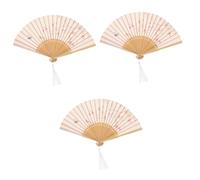 BESPORTBLE 3 Pezzi Ventaglio Stile Retro con Nappa per Danza e Decorazione Ventaglio Portatile Leggero con Design Antico per Festival e Regali